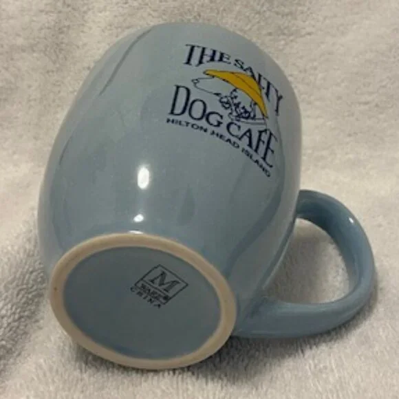 Salty Dog Cafe Mug, Hilton Head Island SC, Blue with brown rim - Picture 4 of 5